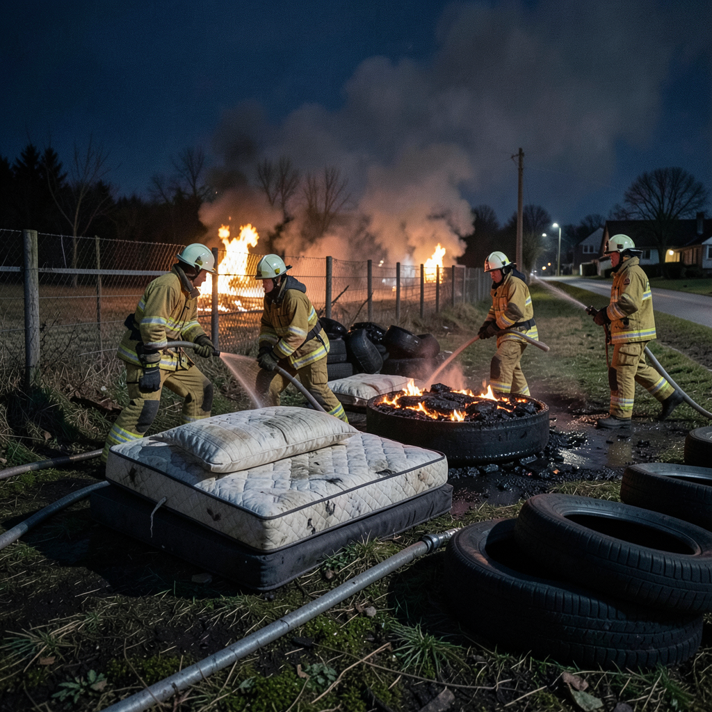 Firefighters extinguish blaze at fly-tipped mattress and tyres in Bradford